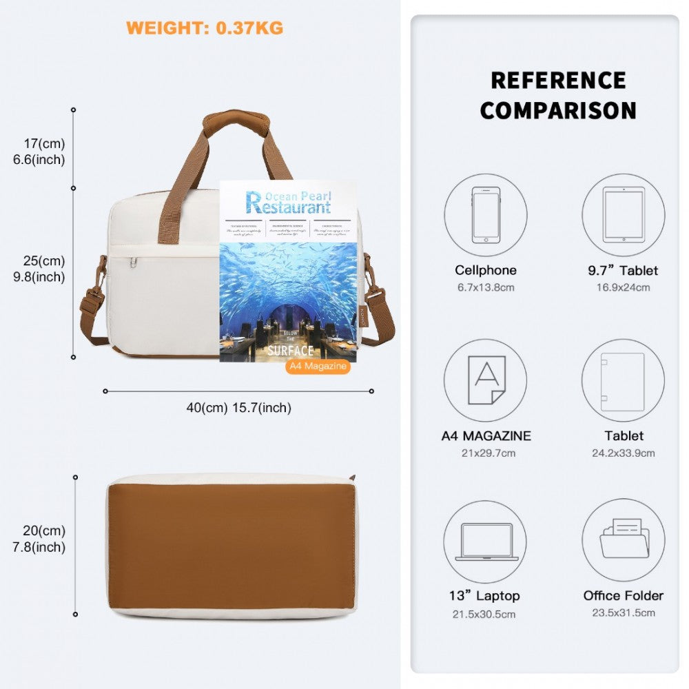 EA2369S - KONO LIGHTWEIGHT WATER-RESISTANT FOLDABLE UNDER SEAT TRAVEL CARRY-ON DUFFEL BAG SMALL - BEIGE AND BROWN - The Baggage Shop