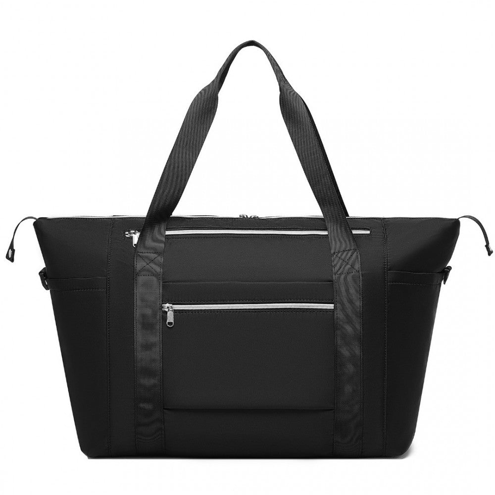 EA2402 - KONO MULTIFUNCTIONAL LARGE CAPACITY LIGHTWEIGHT WATER-RESISTANT TRAVEL AND GYM DUFFEL BAG WITH WET AND DRY SEPARATION COMPARTMENT - BLACK - The Baggage Shop