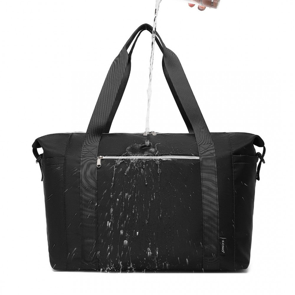 EA2402 - KONO MULTIFUNCTIONAL LARGE CAPACITY LIGHTWEIGHT WATER-RESISTANT TRAVEL AND GYM DUFFEL BAG WITH WET AND DRY SEPARATION COMPARTMENT - BLACK - The Baggage Shop
