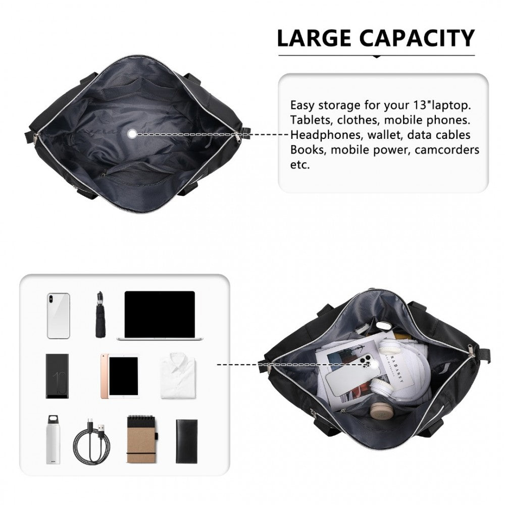 EA2402 - KONO MULTIFUNCTIONAL LARGE CAPACITY LIGHTWEIGHT WATER-RESISTANT TRAVEL AND GYM DUFFEL BAG WITH WET AND DRY SEPARATION COMPARTMENT - BLACK - The Baggage Shop