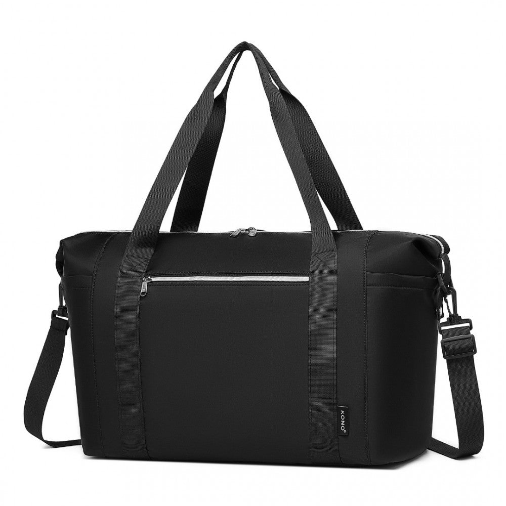 EA2402 - KONO MULTIFUNCTIONAL LARGE CAPACITY LIGHTWEIGHT WATER-RESISTANT TRAVEL AND GYM DUFFEL BAG WITH WET AND DRY SEPARATION COMPARTMENT - BLACK - The Baggage Shop