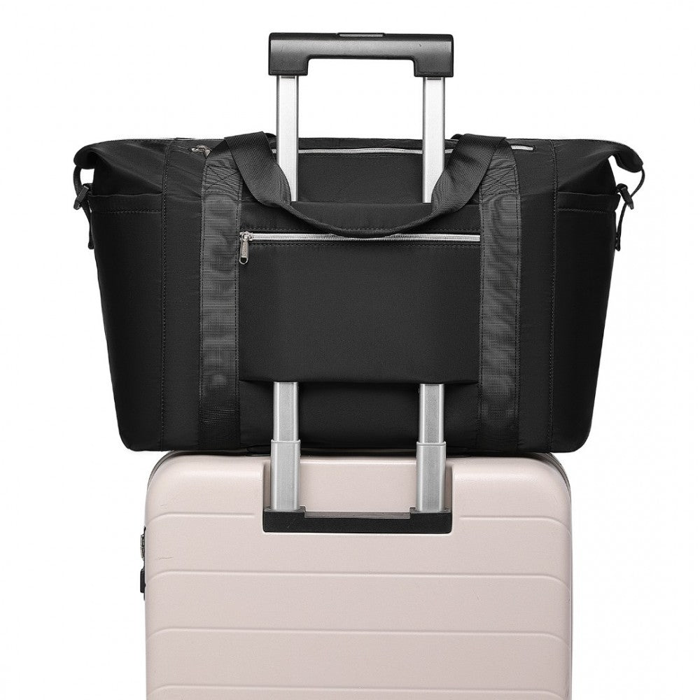 EA2402 - KONO MULTIFUNCTIONAL LARGE CAPACITY LIGHTWEIGHT WATER-RESISTANT TRAVEL AND GYM DUFFEL BAG WITH WET AND DRY SEPARATION COMPARTMENT - BLACK - The Baggage Shop