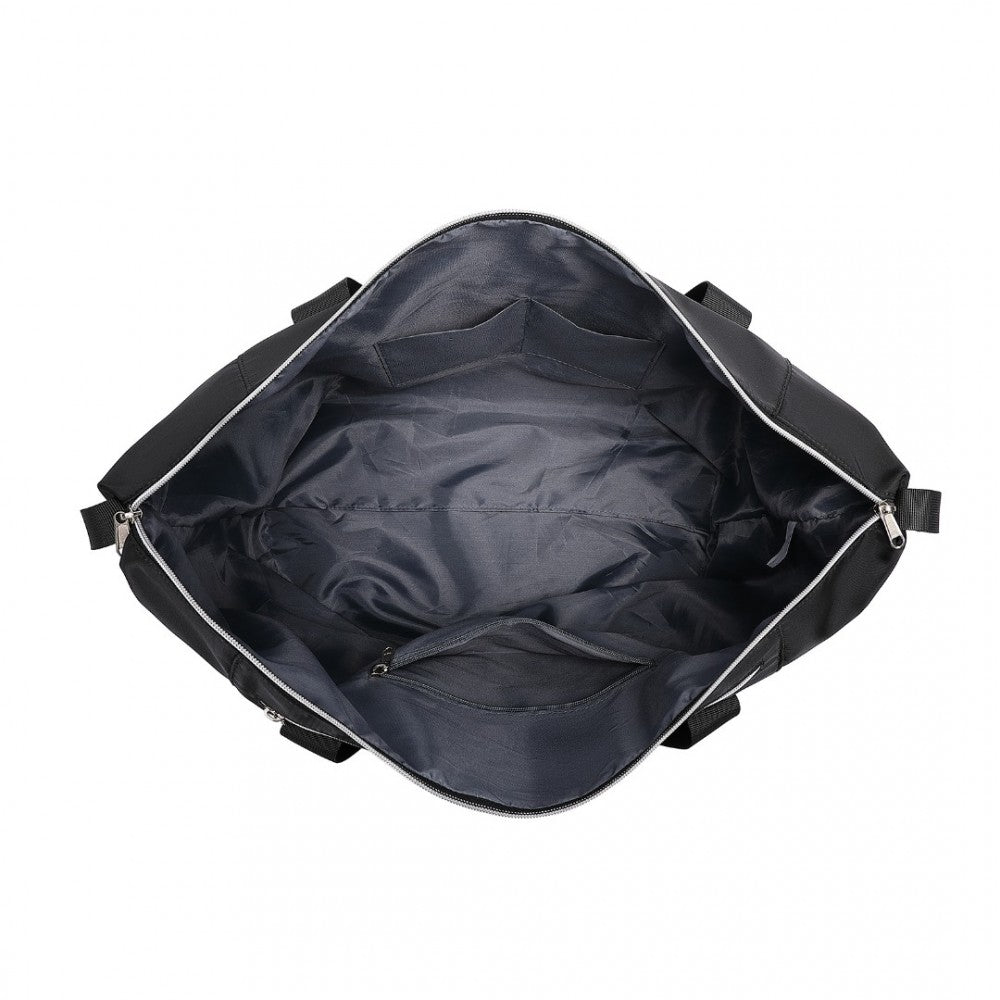 EA2402 - KONO MULTIFUNCTIONAL LARGE CAPACITY LIGHTWEIGHT WATER-RESISTANT TRAVEL AND GYM DUFFEL BAG WITH WET AND DRY SEPARATION COMPARTMENT - BLACK - The Baggage Shop