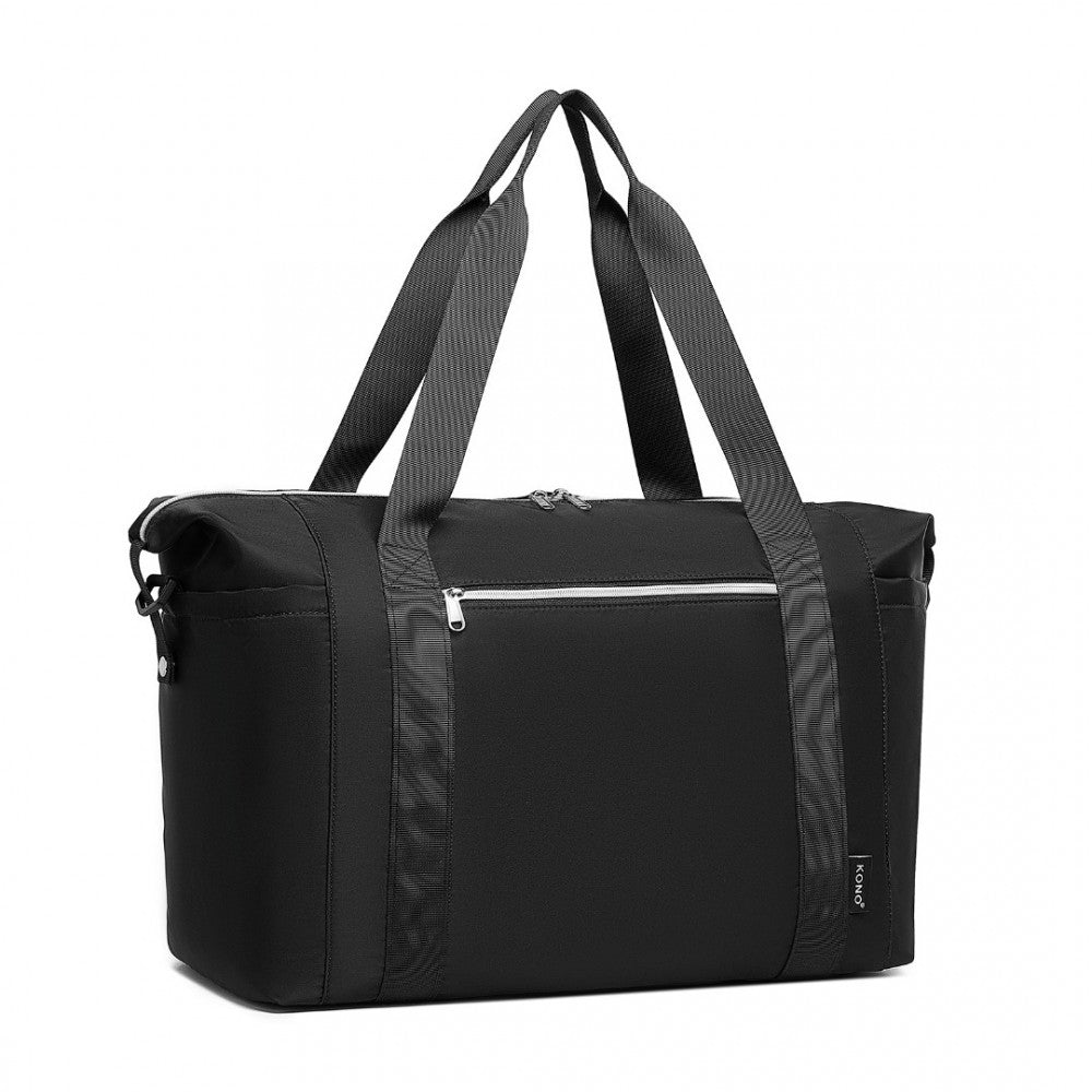 EA2402 - KONO MULTIFUNCTIONAL LARGE CAPACITY LIGHTWEIGHT WATER-RESISTANT TRAVEL AND GYM DUFFEL BAG WITH WET AND DRY SEPARATION COMPARTMENT - BLACK - The Baggage Shop