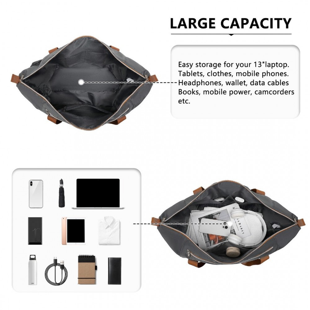 EA2402 - KONO MULTIFUNCTIONAL LARGE CAPACITY LIGHTWEIGHT WATER-RESISTANT TRAVEL AND GYM DUFFEL BAG WITH WET AND DRY SEPARATION COMPARTMENT - GREY AND BROWN - The Baggage Shop