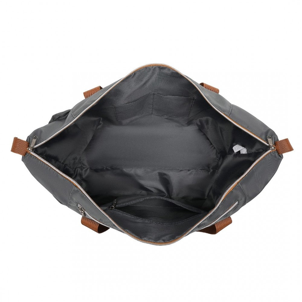 EA2402 - KONO MULTIFUNCTIONAL LARGE CAPACITY LIGHTWEIGHT WATER-RESISTANT TRAVEL AND GYM DUFFEL BAG WITH WET AND DRY SEPARATION COMPARTMENT - GREY AND BROWN - The Baggage Shop