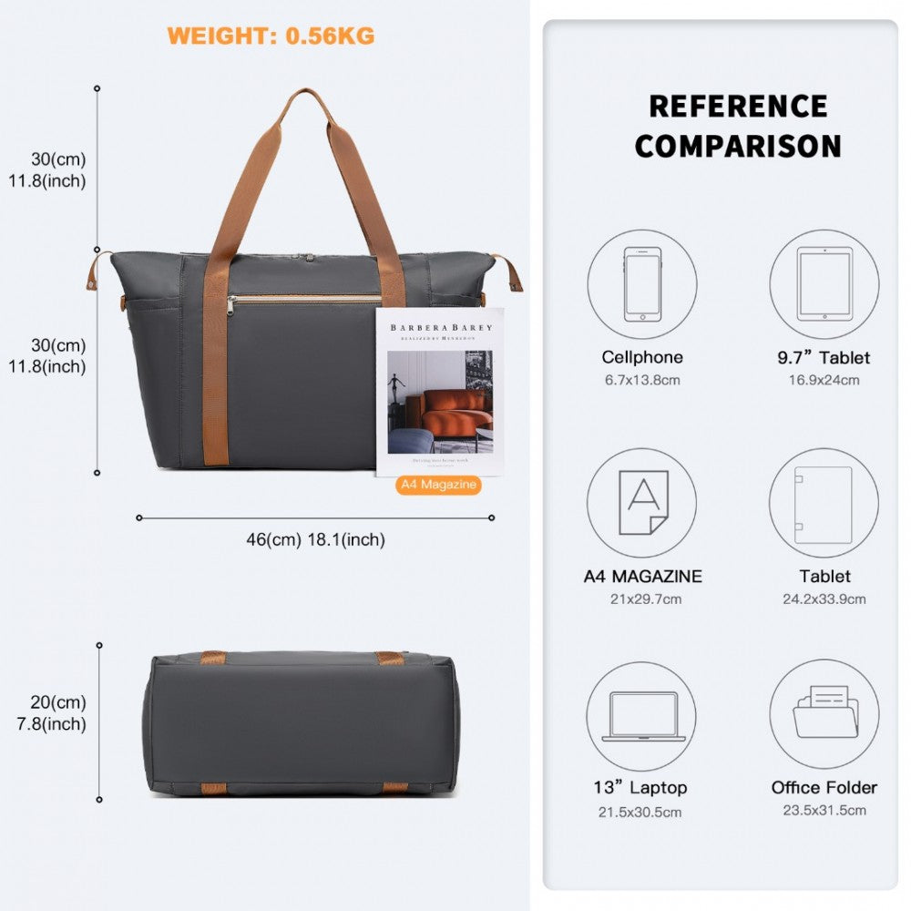 EA2402 - KONO MULTIFUNCTIONAL LARGE CAPACITY LIGHTWEIGHT WATER-RESISTANT TRAVEL AND GYM DUFFEL BAG WITH WET AND DRY SEPARATION COMPARTMENT - GREY AND BROWN - The Baggage Shop