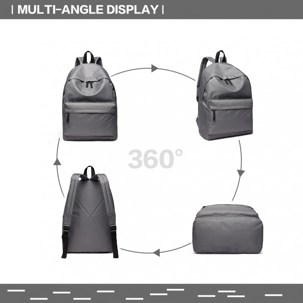 700D - MISS LULU CLASSIC LARGE CAPACITY UNISEX EVERYDAY BACKPACK - BLACK - The Baggage Shop