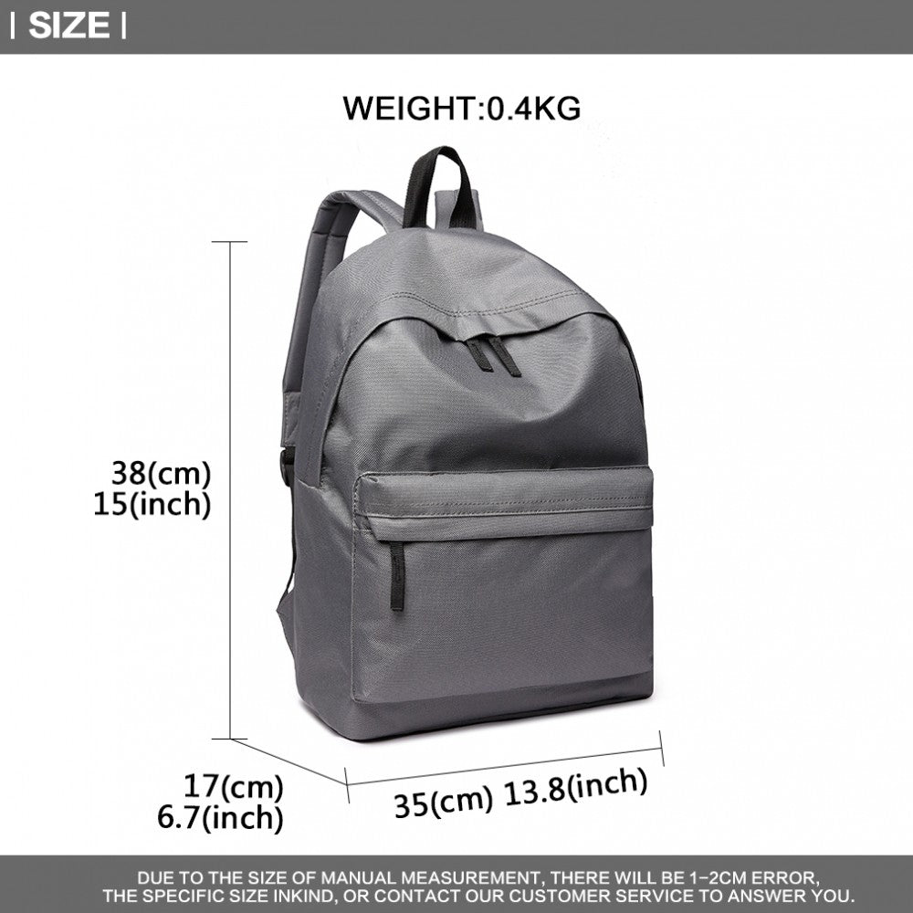 700D - MISS LULU CLASSIC LARGE CAPACITY UNISEX EVERYDAY BACKPACK - BLACK - The Baggage Shop