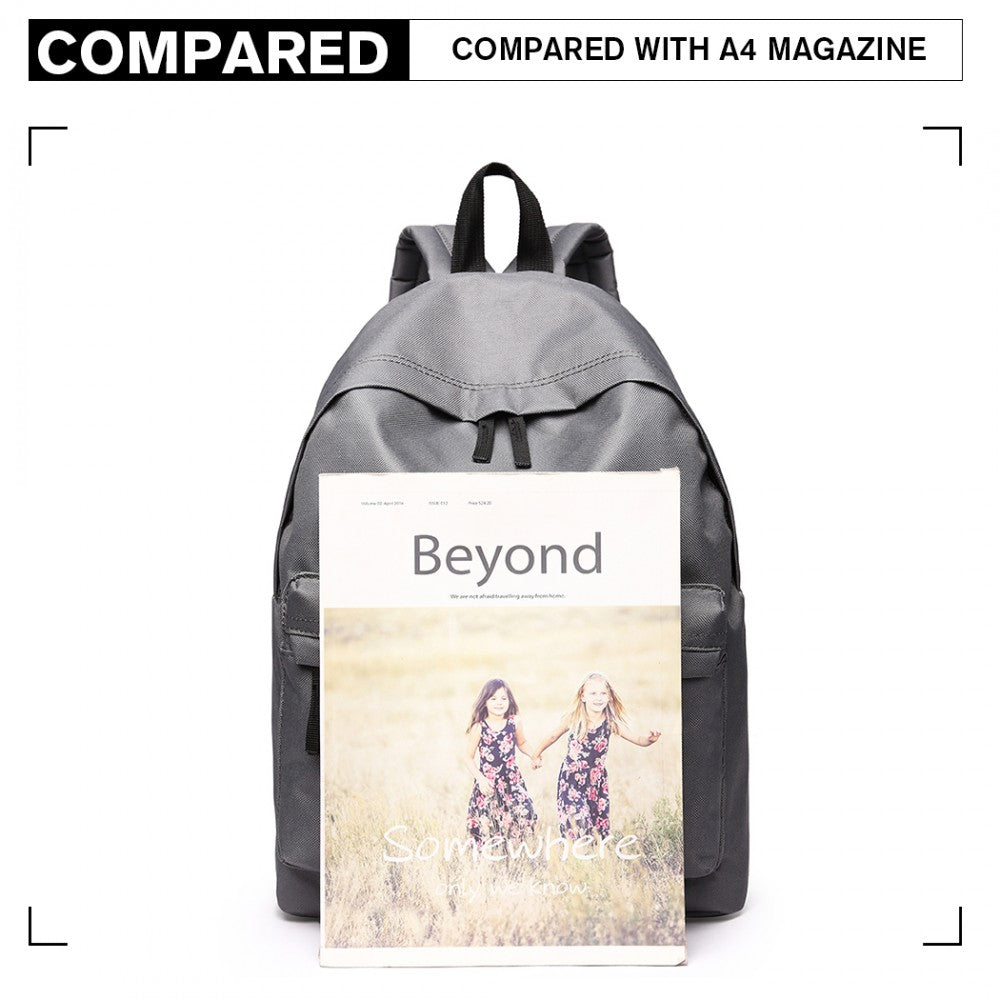 700D - MISS LULU CLASSIC LARGE CAPACITY UNISEX EVERYDAY BACKPACK - BLACK - The Baggage Shop