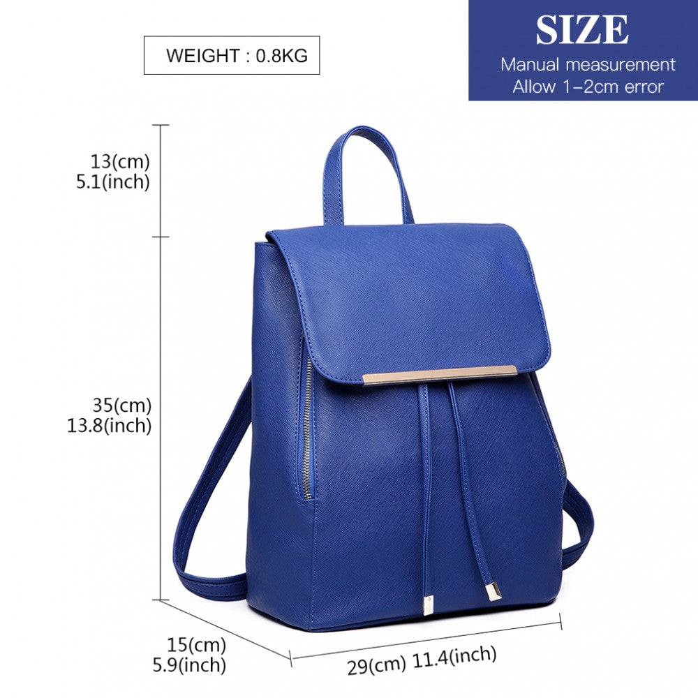 E1669 - MISS LULU FAUX LEATHER STYLISH FASHION BACKPACK - BLUE - The Baggage Shop