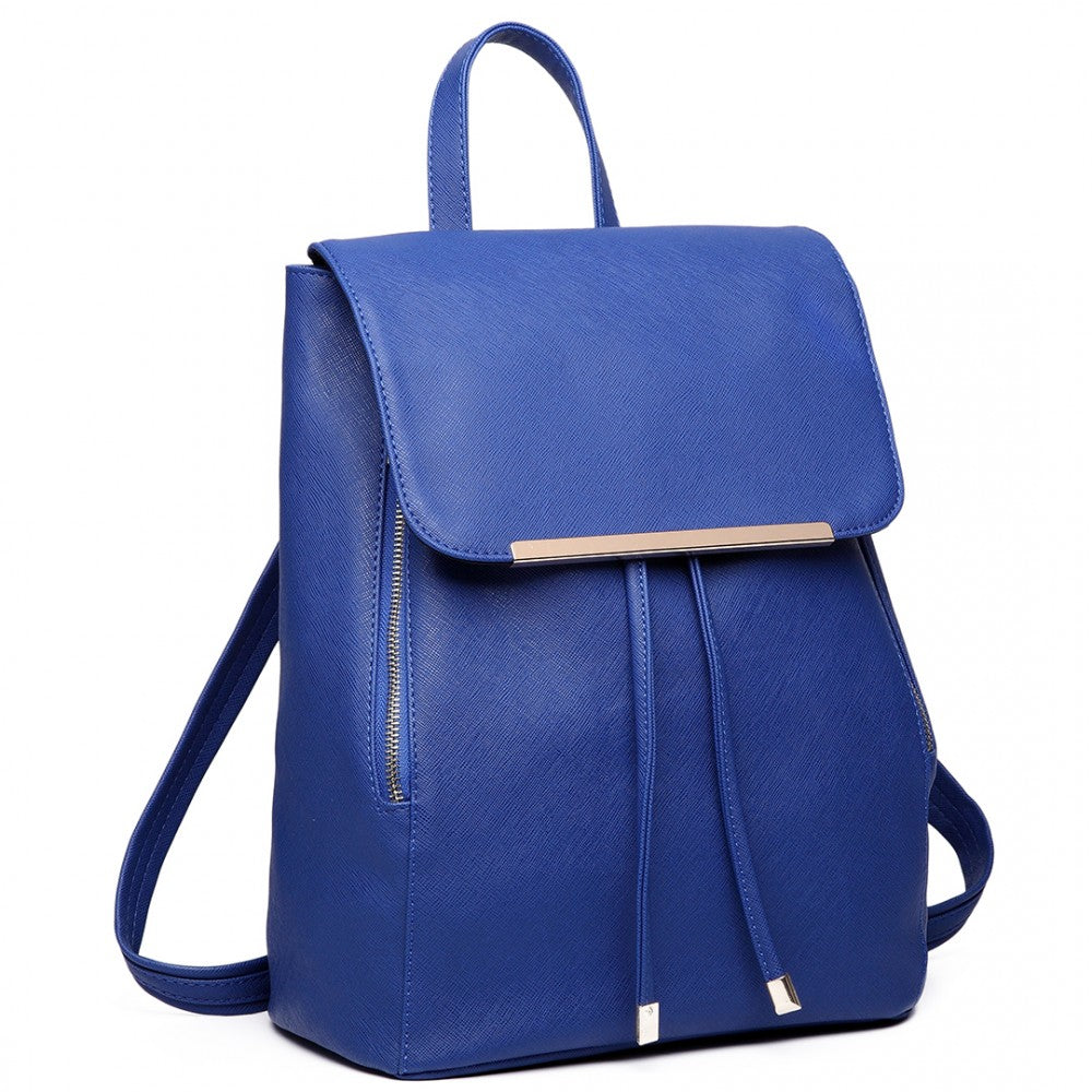 E1669 - MISS LULU FAUX LEATHER STYLISH FASHION BACKPACK - BLUE - The Baggage Shop