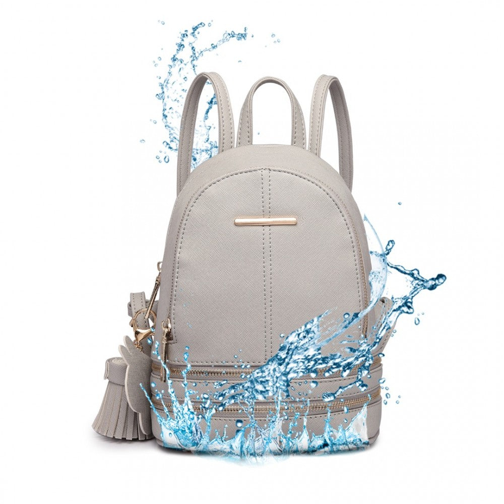 LT1705 - MISS LULU PU LEATHER LOOK SMALL FASHION BACKPACK - GREY - The Baggage Shop