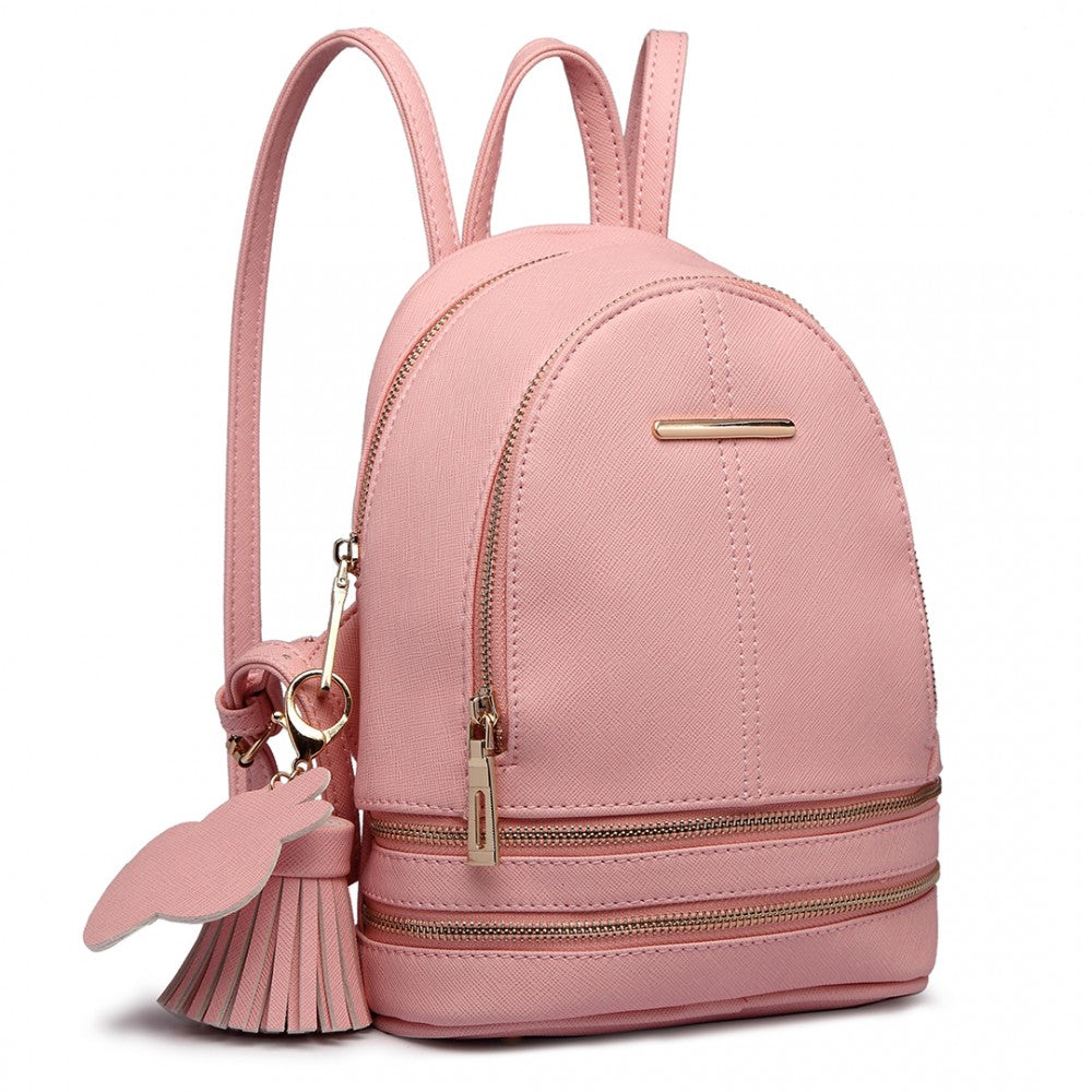 LT1705 - MISS LULU PU LEATHER LOOK SMALL FASHION BACKPACK - PINK - The Baggage Shop