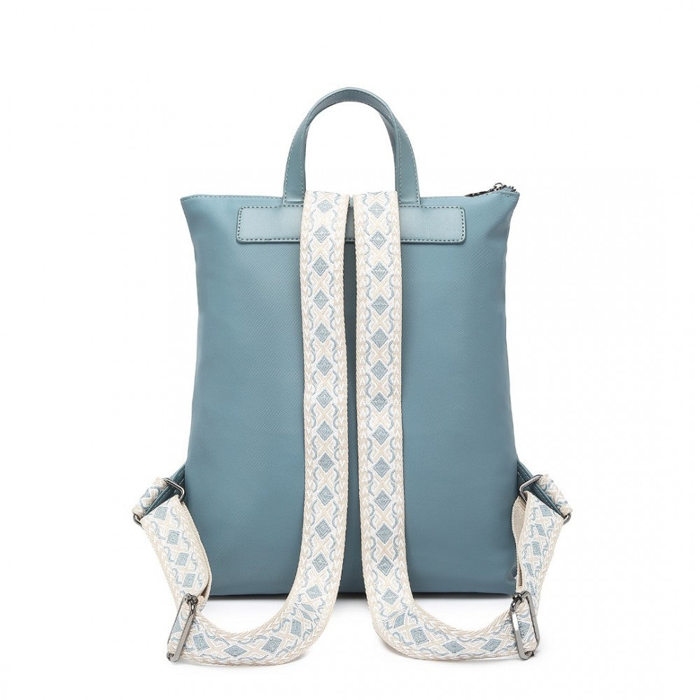 LT2355 - MISS LULU SIGNATURE STYLE BACKPACK WITH UNIQUE DETAILS - BLUE - The Baggage Shop