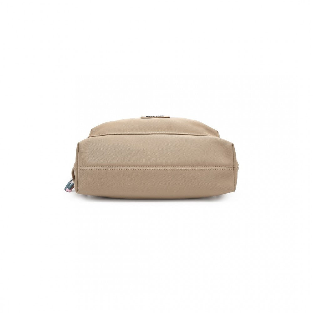 LT2355 - MISS LULU SIGNATURE STYLE BACKPACK WITH UNIQUE DETAILS - KHAKI - The Baggage Shop