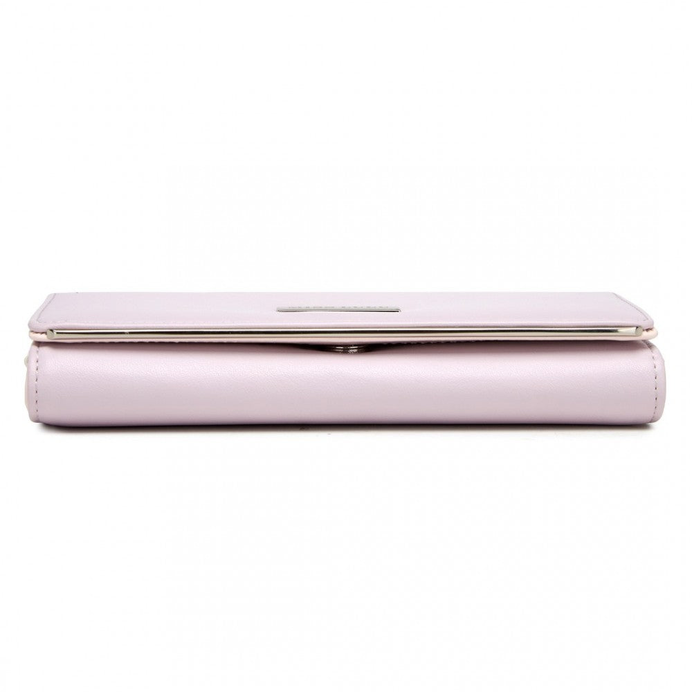 WTM2454 - MISS LULU SLEEK AND ELEGANT LONG WALLET FOR WOMEN– A TIMELESS ACCESSORY - PURPLE - The Baggage Shop