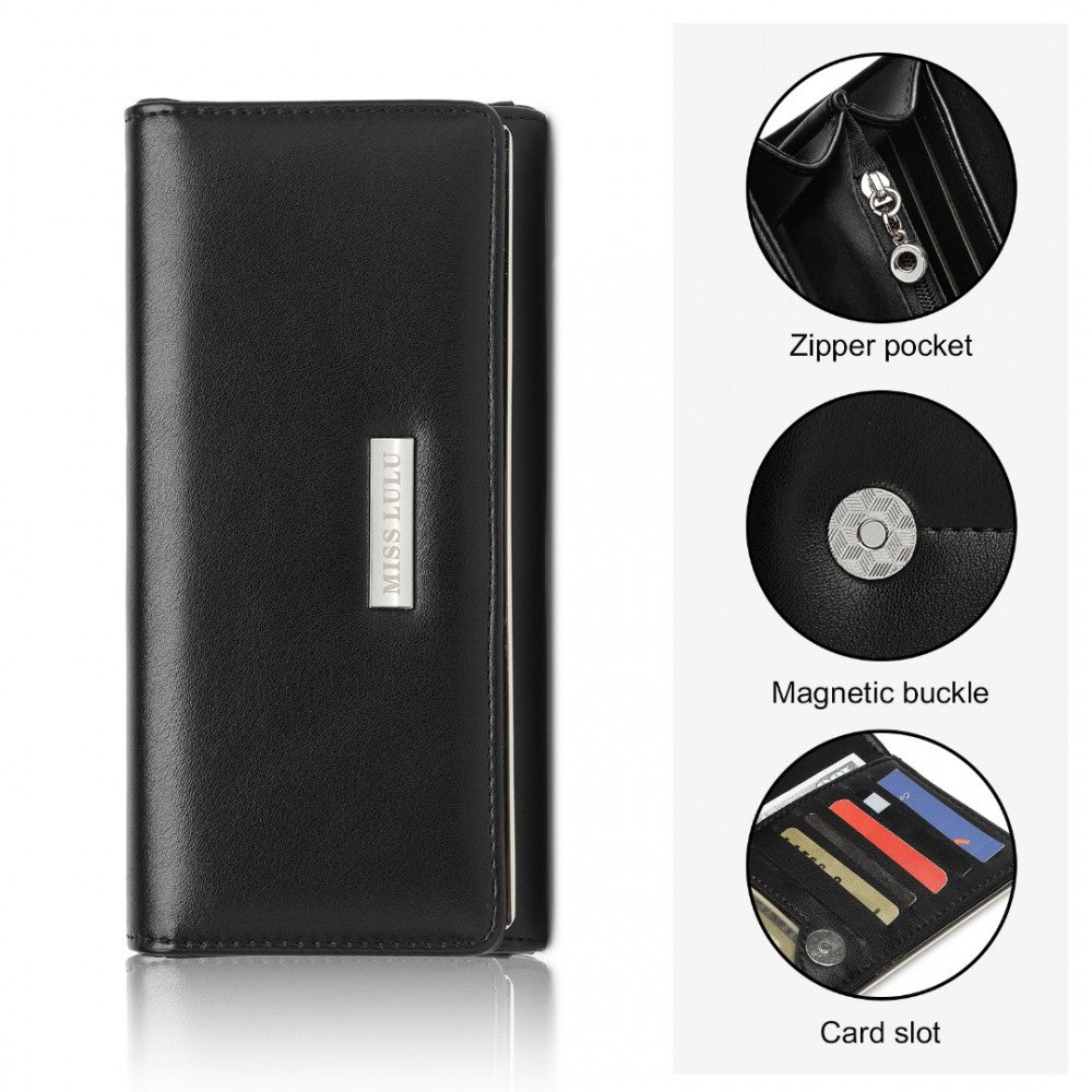 WTM2454 - MISS LULU SLEEK AND ELEGANT LONG WALLET FOR WOMEN– A TIMELESS ACCESSORY - PURPLE - The Baggage Shop