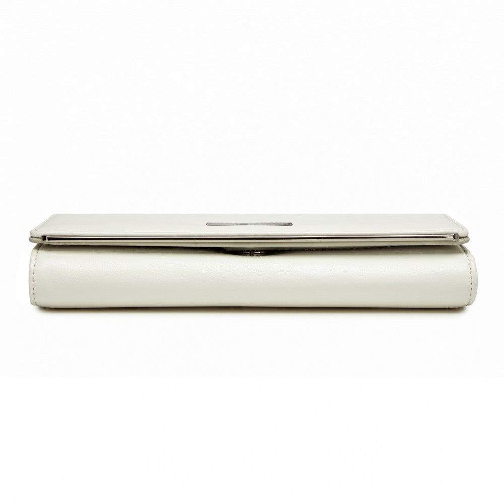 WTM2454 - MISS LULU SLEEK AND ELEGANT LONG WALLET FOR WOMEN– A TIMELESS ACCESSORY - WHITE - The Baggage Shop