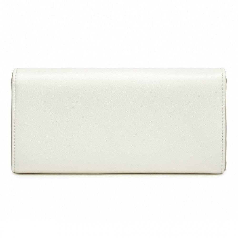 WTM2454 - MISS LULU SLEEK AND ELEGANT LONG WALLET FOR WOMEN– A TIMELESS ACCESSORY - WHITE - The Baggage Shop