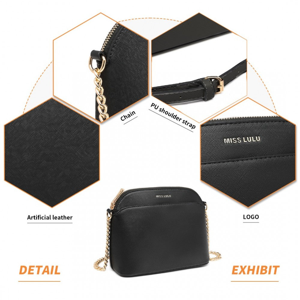 LT2101 - MISS LULU CROSS-BODY SLEEK HANDBAG - BLACK - The Baggage Shop