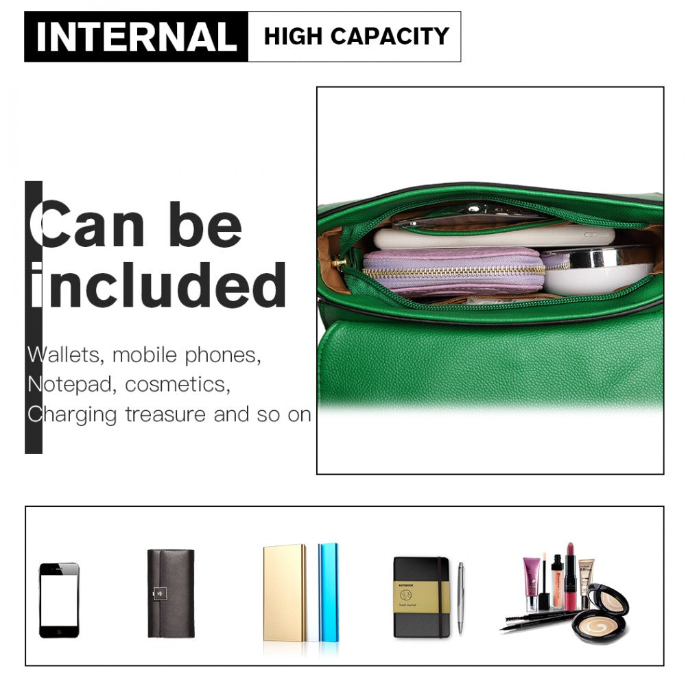 LZ1831 - MISS LULU CROSS BODY SADDLE BAG - GREEN - The Baggage Shop
