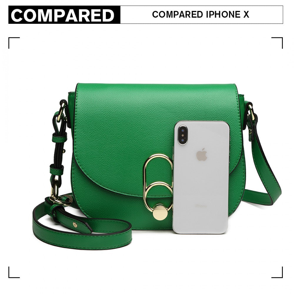 LZ1831 - MISS LULU CROSS BODY SADDLE BAG - GREEN - The Baggage Shop