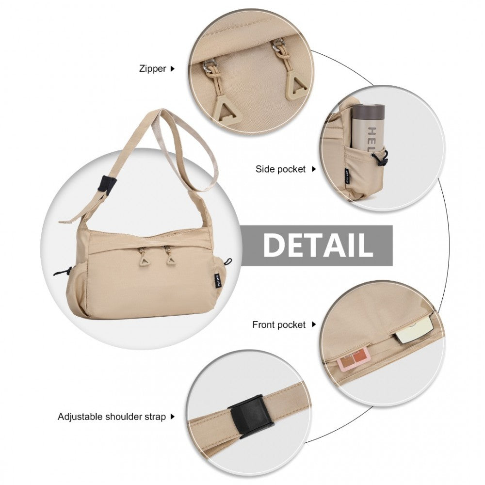 MSM2424 - MISS LULU ULTRA-LIGHT WATER-RESISTANT URBAN CASUAL COMMUTER CROSSBODY BAG - KHAKI - The Baggage Shop