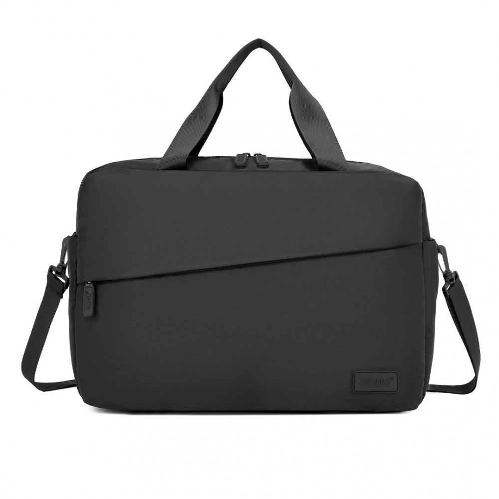 TVK2444 - KONO WATER-RESISTANT TRAVEL BAG WITH LAPTOP SLEEVE MULTI-FUNCTIONAL TOTE FOR BUSINESS AND WEEKEND LARGE CAPACITY FOR MEN AND WOMEN - BLACK - The Baggage Shop