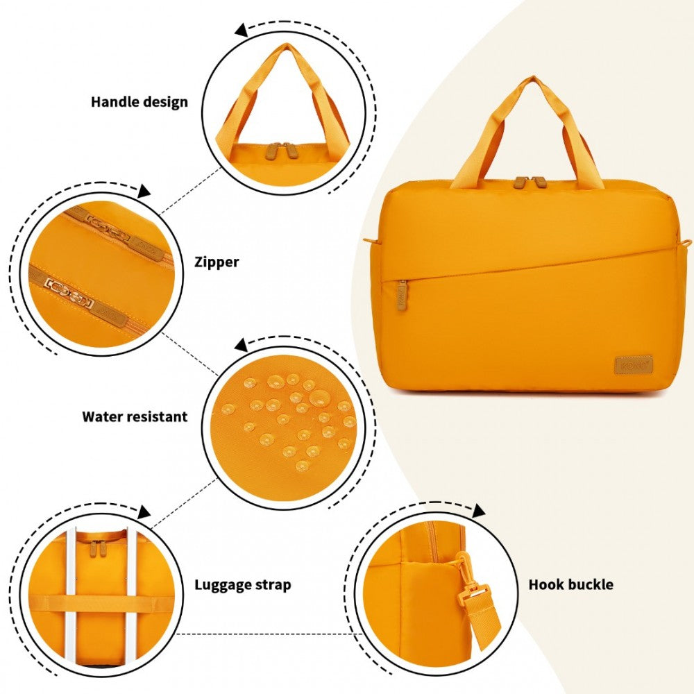 TVK2444 - KONO WATER-RESISTANT TRAVEL BAG WITH LAPTOP SLEEVE MULTI-FUNCTIONAL TOTE FOR BUSINESS AND WEEKEND LARGE CAPACITY FOR MEN AND WOMEN - YELLOW - The Baggage Shop