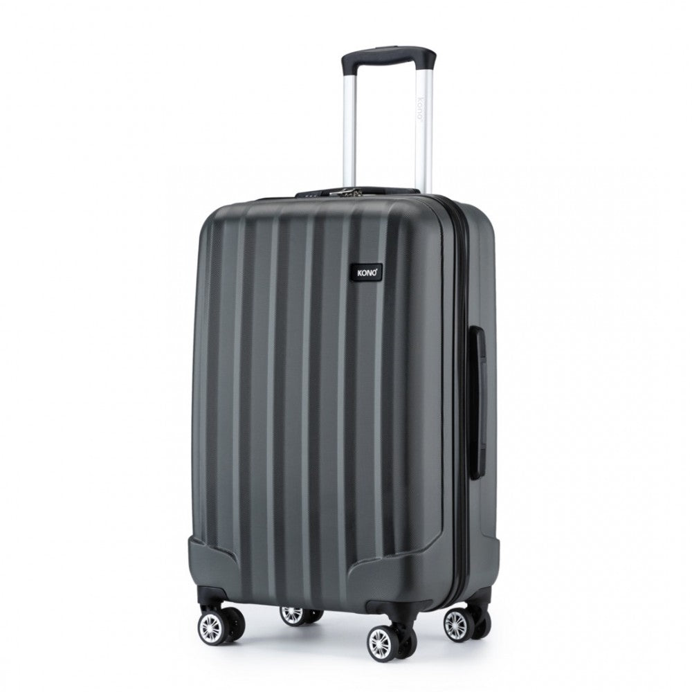 K1773-1L - KONO 28 INCH STRIPED ABS HARD SHELL LUGGAGE WITH 360-DEGREE SPINNER WHEELS - GREY