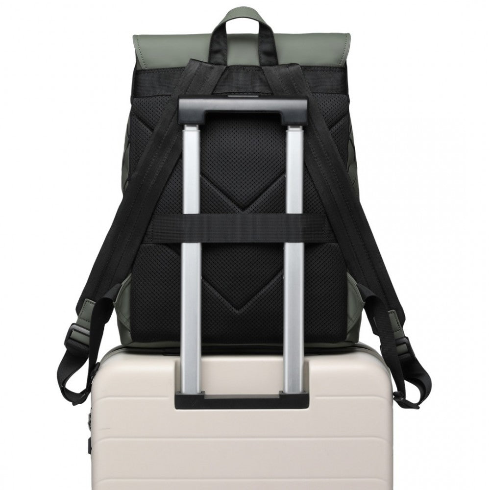 ET2417 - KONO WATER-RESISTANT URBAN GEOMETRIC BACKPACK WITH LAPTOP COMPARTMENT - GREEN