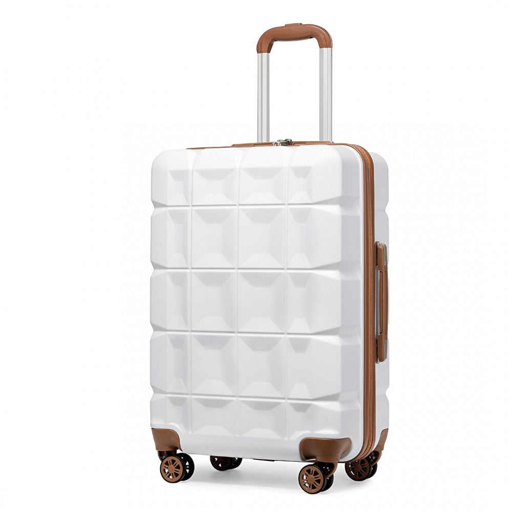 K2292L - KONO 24 INCH LIGHTWEIGHT HARD SHELL ABS SUITCASE WITH TSA LOCK - WHITE