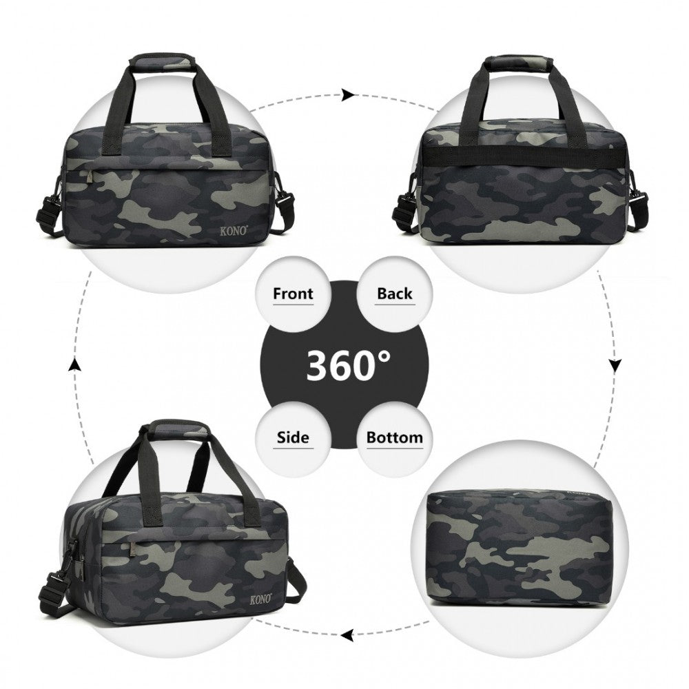 E1960S - KONO LIGHTWEIGHT MULTI PURPOSE UNISEX SPORTS TRAVEL DUFFEL BAG - CAMOUFLAGE