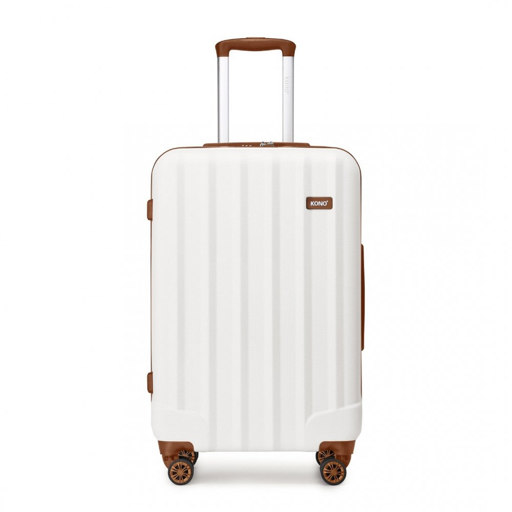 K1773-1L - KONO 24 INCH STRIPED ABS HARD SHELL LUGGAGE WITH 360-DEGREE SPINNER WHEELS - CREAM