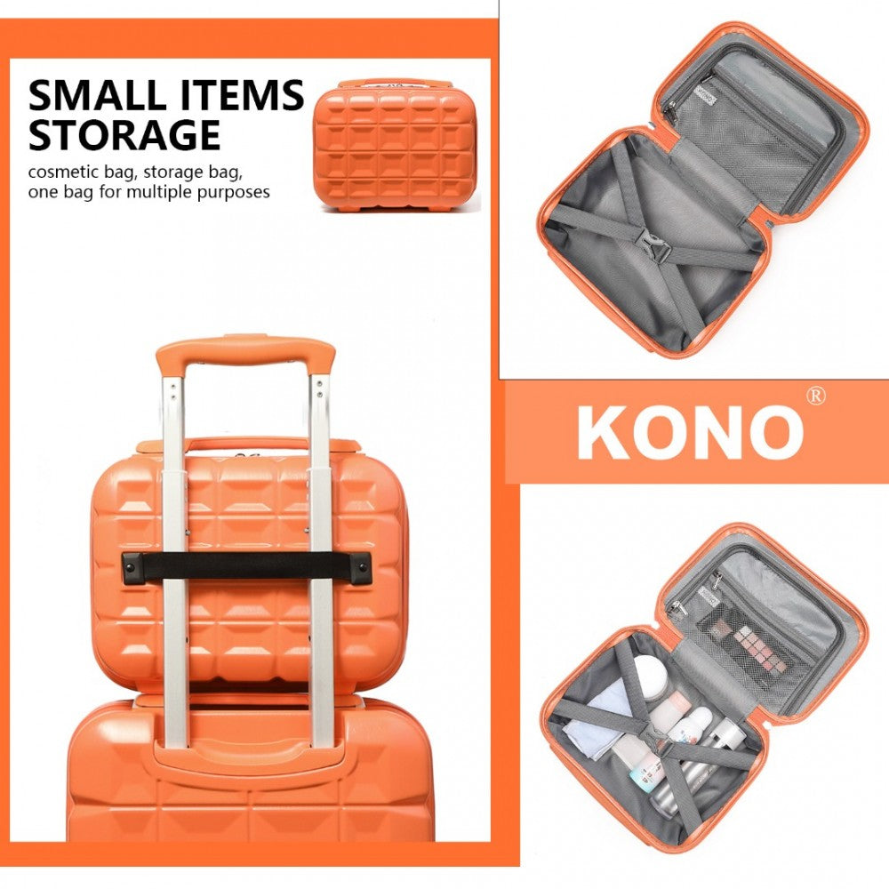 K2292L - KONO 13 INCH LIGHTWEIGHT HARD SHELL ABS VANITY CASE - ORANGE