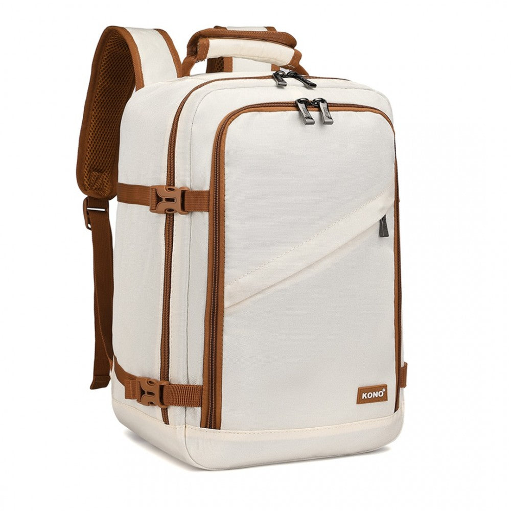 EM2231S - KONO LIGHTWEIGHT CABIN BAG TRAVEL BUSINESS BACKPACK - BEIGE AND BROWN