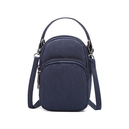 E6901 - KONO COMPACT MULTI COMPARTMENT CROSS BODY BAG - NAVY BLUE