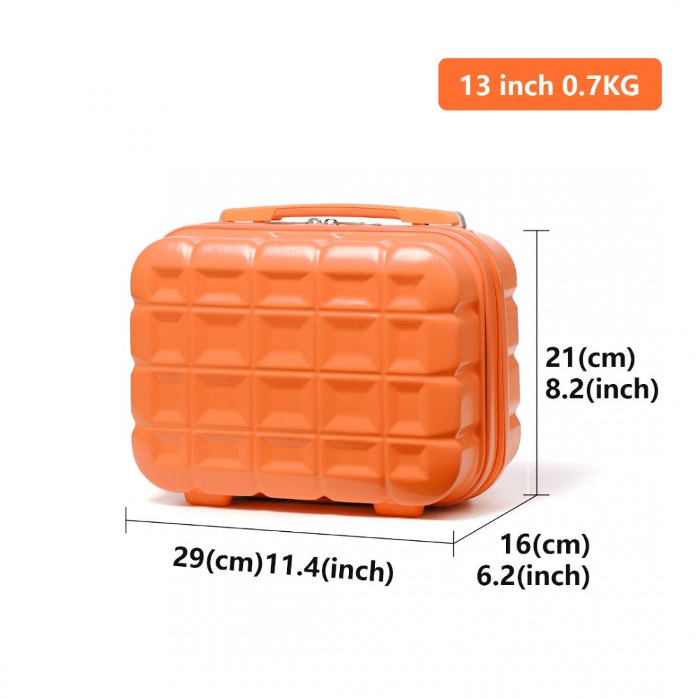 K2292L - KONO 13 INCH LIGHTWEIGHT HARD SHELL ABS VANITY CASE - ORANGE