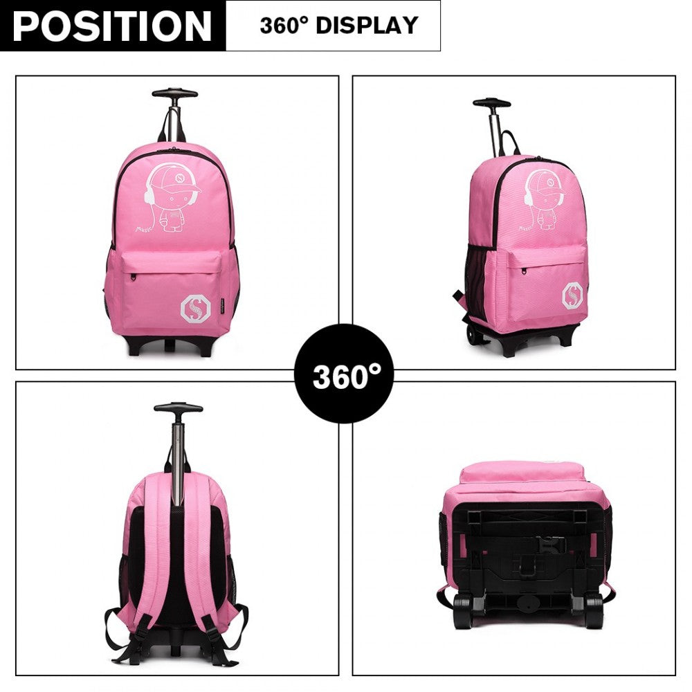 E6877 - KONO MULTI-FUNCTIONAL GLOW-IN-THE-DARK TROLLEY BACKPACK - PINK