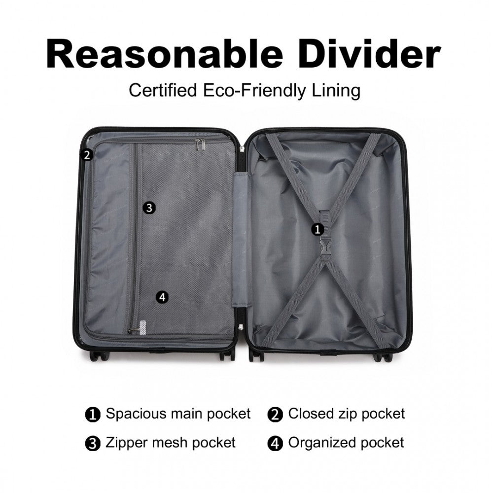 K2395L - BRITISH TRAVELLER ULTRALIGHT ABS AND POLYCARBONATE BUMPY DIAMOND 4 PCS LUGGAGE SET WITH TSA LOCK - BLACK