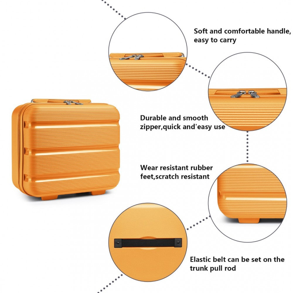 K2092L - KONO 14 INCH BRIGHT HARD SHELL PP VANITY CASE - ORANGE