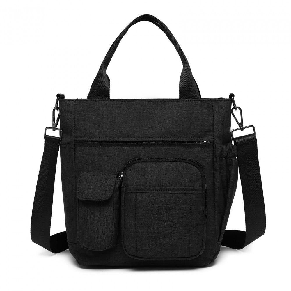 LB6923 - KONO MULTI-COMPARTMENT TOTE SHOULDER BAG - BLACK