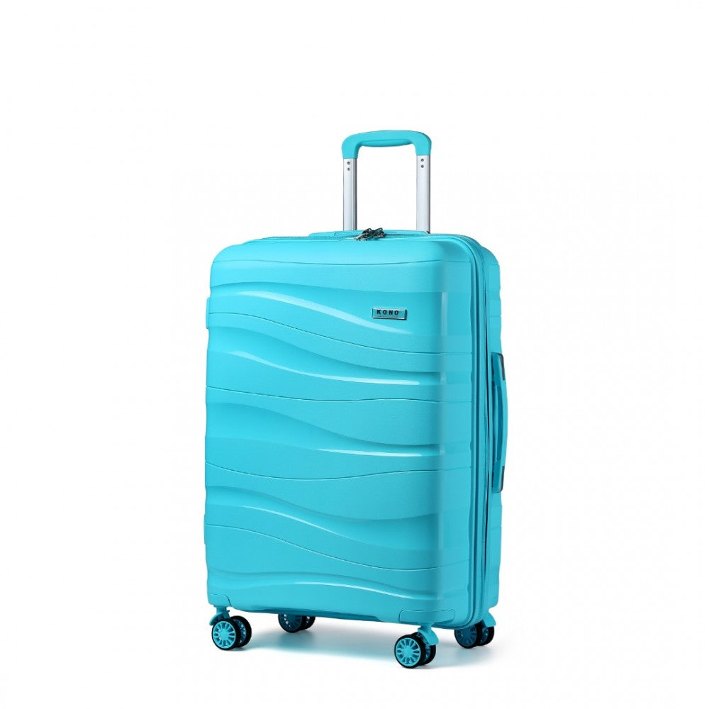 K2094L - KONO 28 INCH LIGHTWEIGHT POLYPROPYLENE HARD SHELL SUITCASE WITH TSA LOCK - BLUE