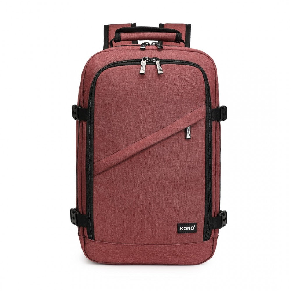 EM2231 - KONO LIGHTWEIGHT CABIN BAG TRAVEL BUSINESS BACKPACK - BURGUNDY