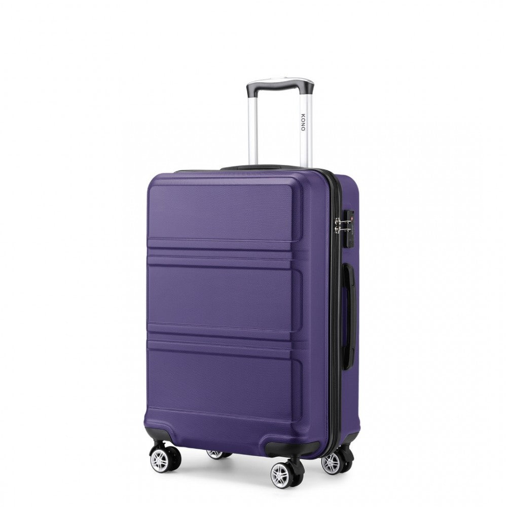 K1871-1L - KONO ABS 28 INCH SCULPTED HORIZONTAL DESIGN SUITCASE - PURPLE