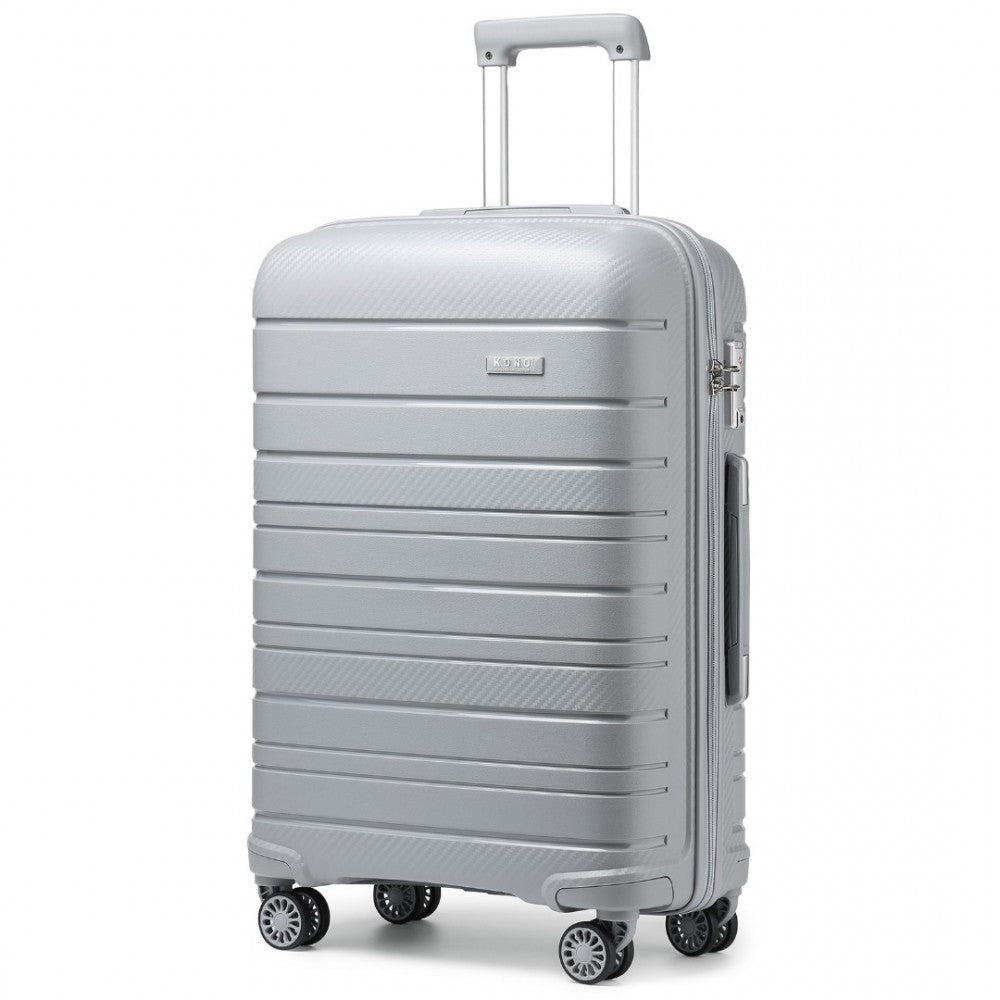 K2091L - KONO 28 INCH MULTI TEXTURE HARD SHELL PP SUITCASE - CLASSIC COLLECTION - GREY