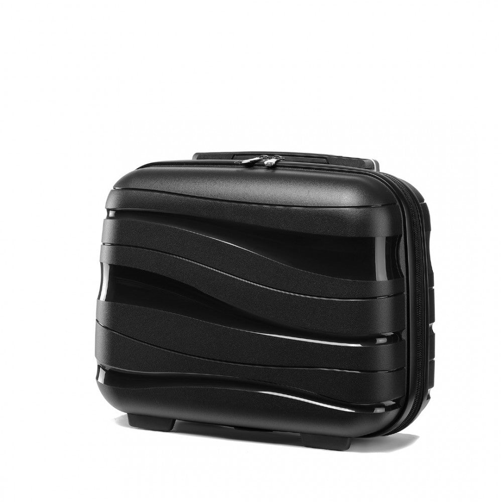 K2094L - KONO 14 INCH LIGHTWEIGHT POLYPROPYLENE HARD SHELL VANITY CASE - BLACK