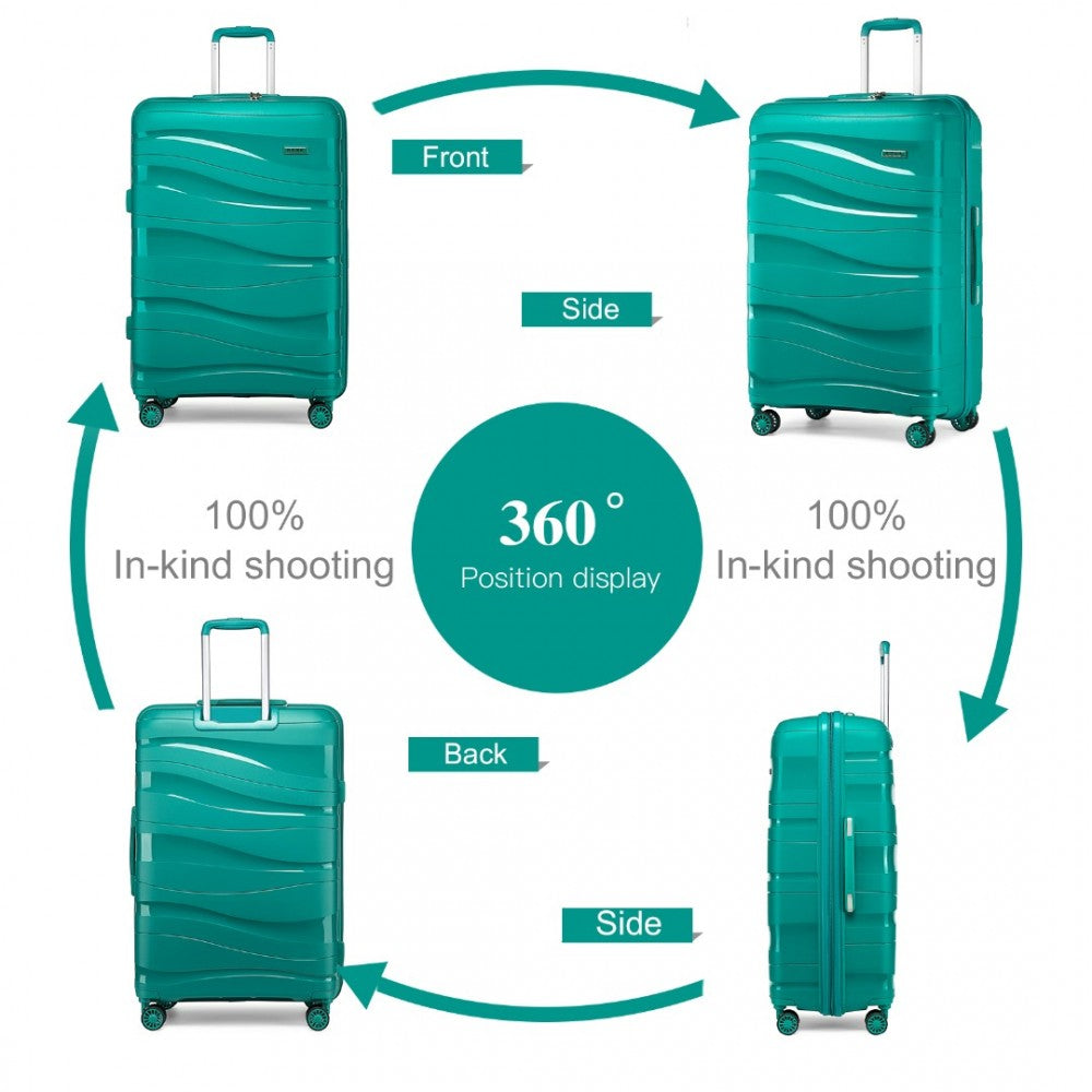 K2094L - KONO 24 INCH LIGHTWEIGHT POLYPROPYLENE HARD SHELL SUITCASE WITH TSA LOCK - TEAL