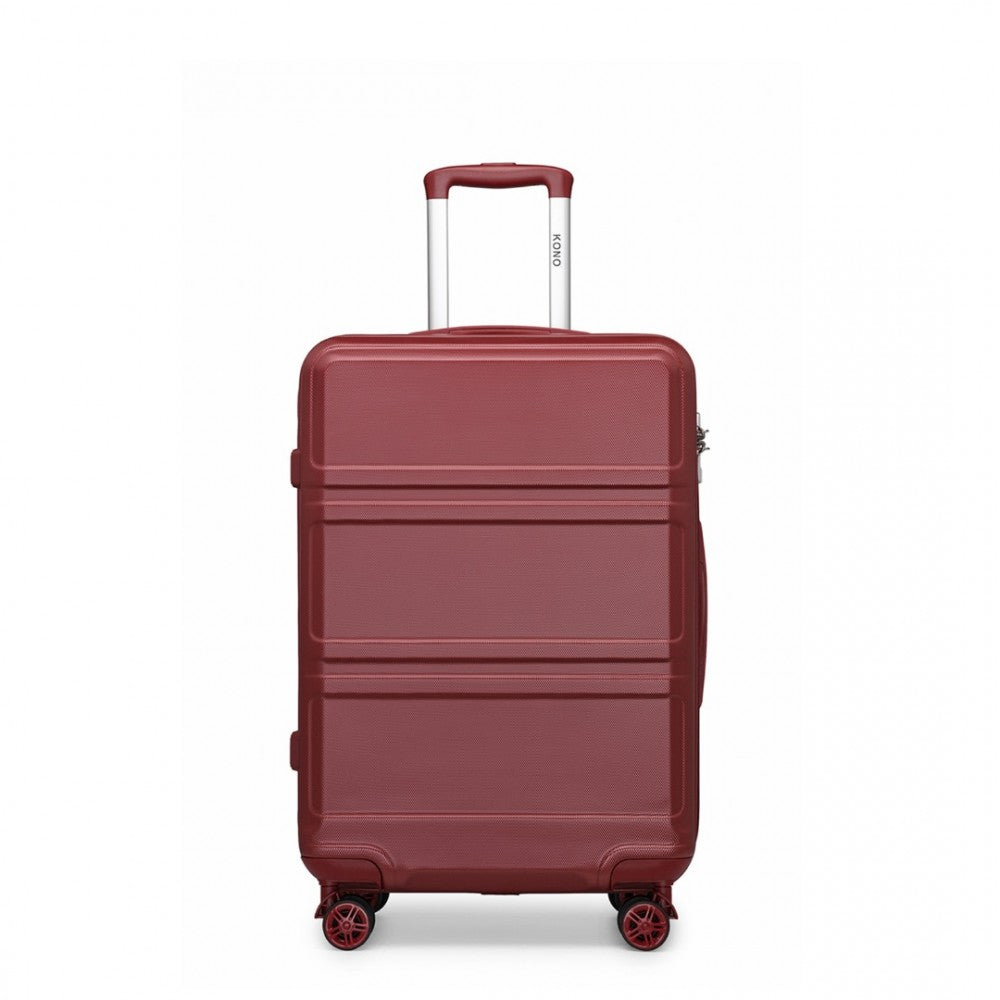 K1871-1L - KONO ABS 28 INCH SCULPTED HORIZONTAL DESIGN SUITCASE - BURGUNDY